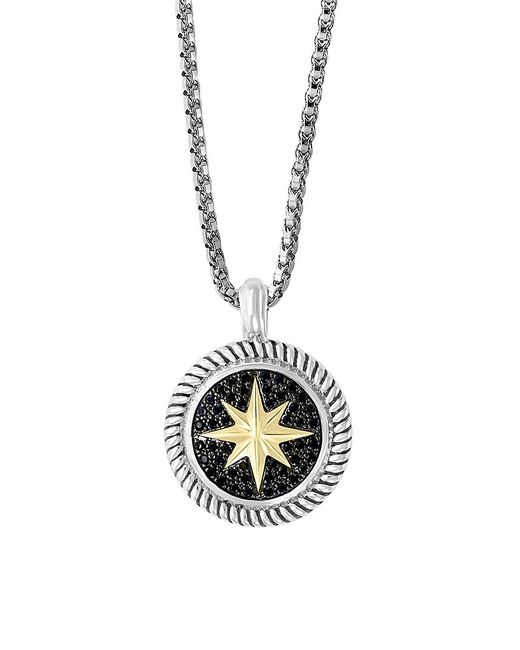 Effy Sterling Silver Sapphire Star Medallion Pendant Necklace