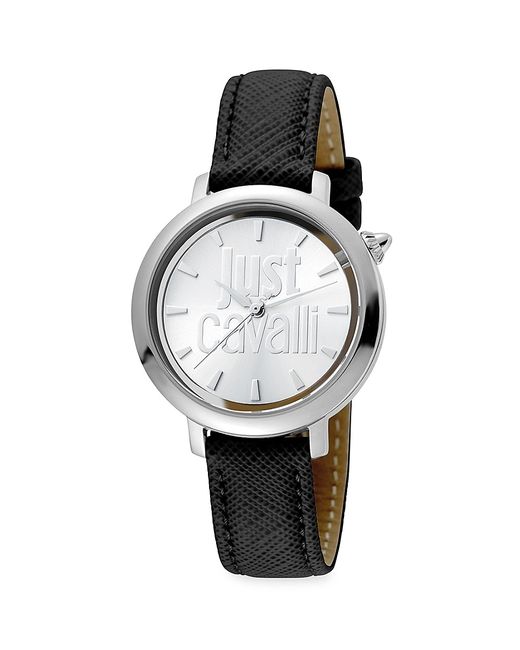 Just Cavalli Logo Logomania Stainless Steel Leather Strap Watch