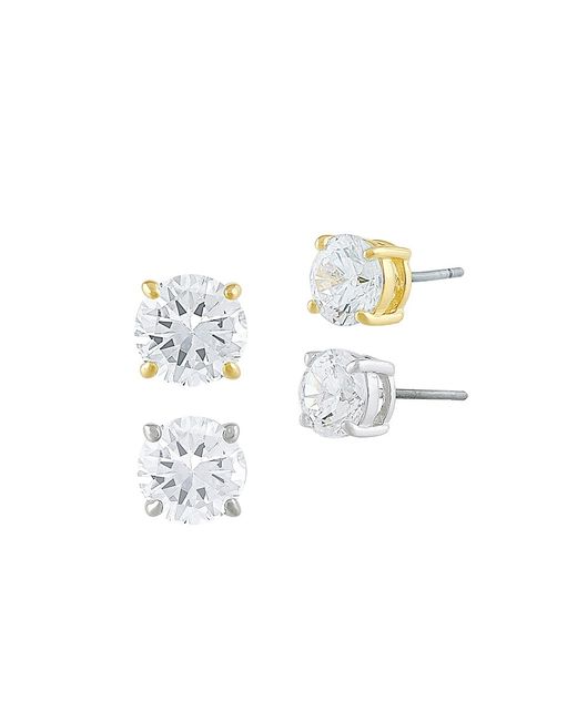 Jan-Kou 2-Pair 14K Goldplated Cubic Zirconite Stud Earrings