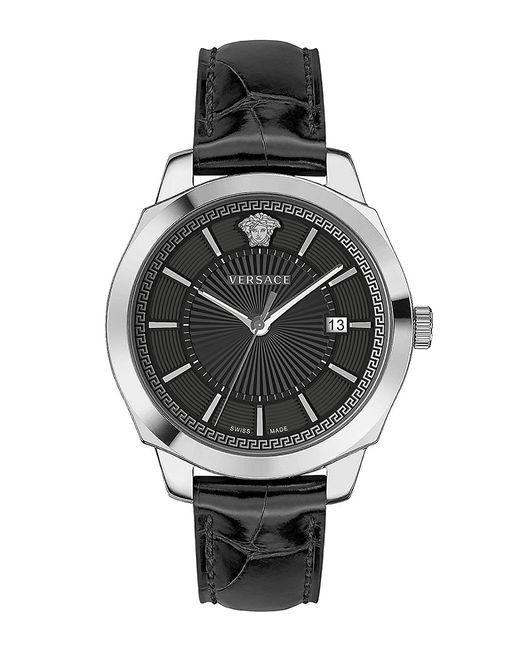 Versace Icon Classic Stainless Steel Leather-Strap Watch