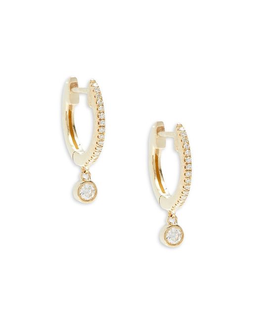 Saks Fifth Avenue 14K Diamond Hoop Drop Earrings