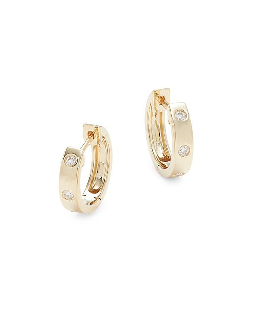 Saks Fifth Avenue 14K Diamond Huggie Hoop Earrings