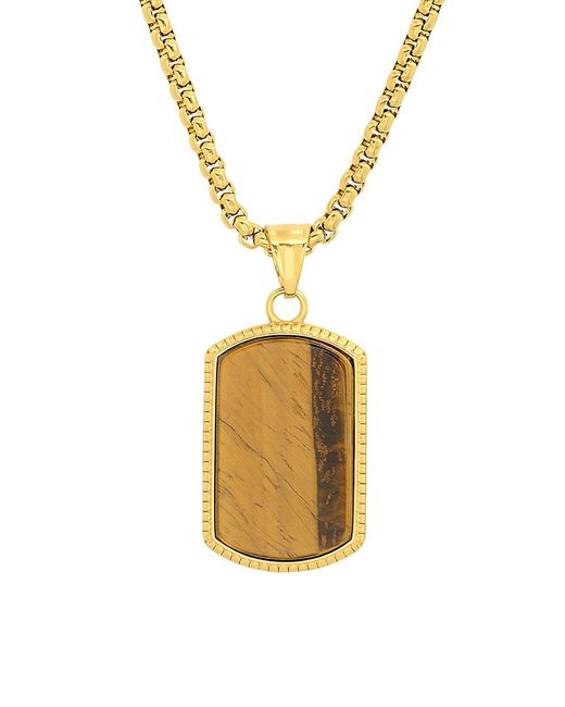 Anthony Jacobs 18K Goldplated Tiger Eye Dog Tag Pendant Necklace