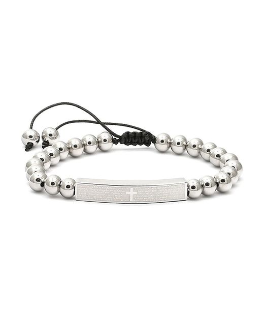 Anthony Jacobs Stainless Steel Agate Beaded ID Bracelet