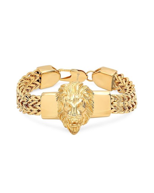 Anthony Jacobs 18K Plated Stainless Steel Lion Head Box Chain Bracelet