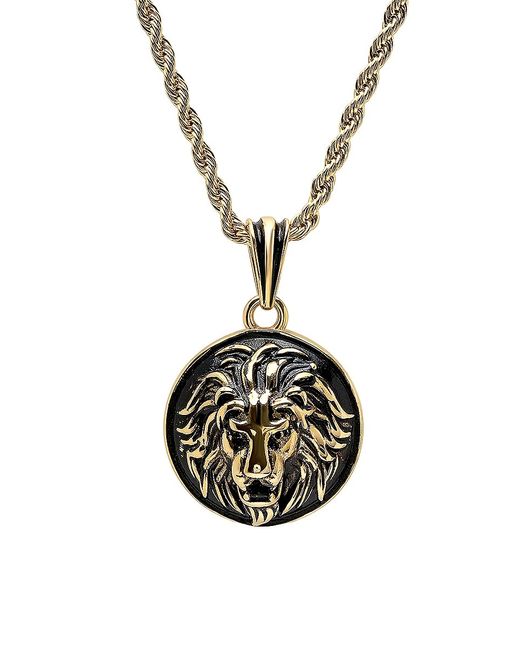 Anthony Jacobs 18K Goldplated IP Stainless Steel Lion Head Mount Pendant Necklace