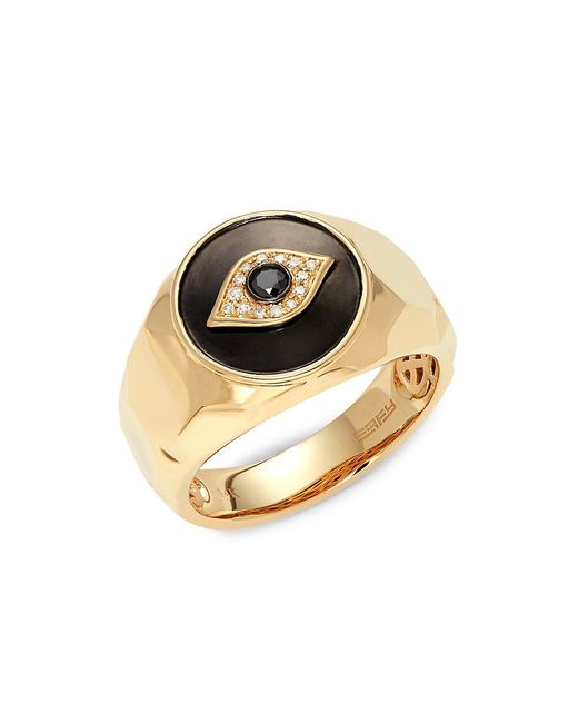 Effy 14K Yellow Gold White Diamond Evil Eye Ring