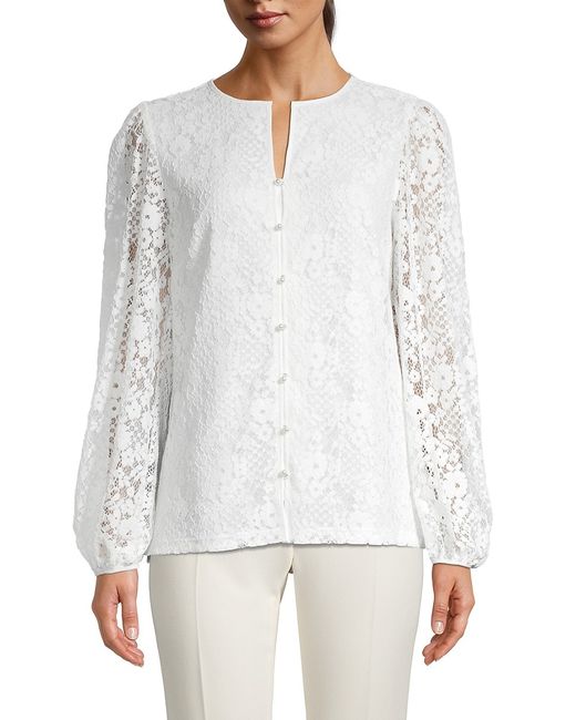 Karl Lagerfeld Faux Pearl Floral Lace Blouse