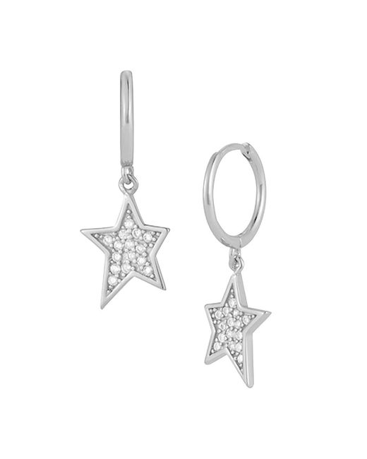 Chloe & Madison Rhodium-Plated Sterling Cubic Zirconia Hoop-Star Drop Earrings