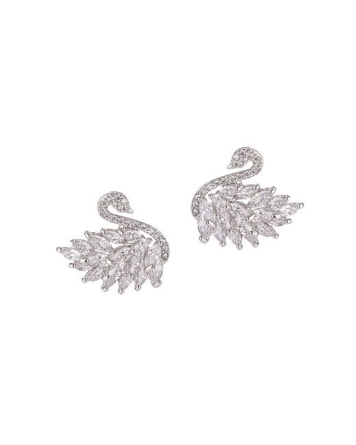 Eye Candy LA Luxe Silvertone Crystal Swan Earrings
