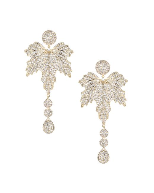 Eye Candy LA Luxe Goldtone Crystal Leaf Drop Earrings