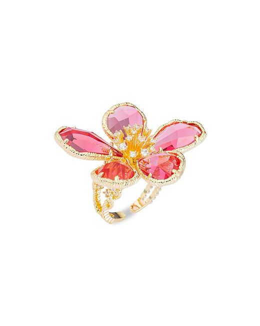 Eye Candy LA Luxe Goldtone Crystal Flower Ring
