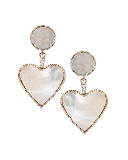 Eye Candy LA Luxe Goldtone Shell Pearl Crystal Drop Earrings