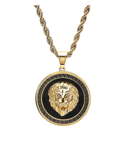 Anthony Jacobs 18K Goldplated Simulated Diamond Lion Greek Key Mount Pendant Necklace