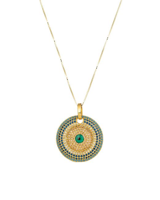 Eye Candy LA Luxe 14K Goldplated Sterling Multi-Color Cubic Circonia Evil Eye Circle Pendant Necklace