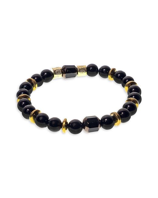 Jean Claude Goldplated Sterling Onyx Mixed Crystal Beaded Bracelet