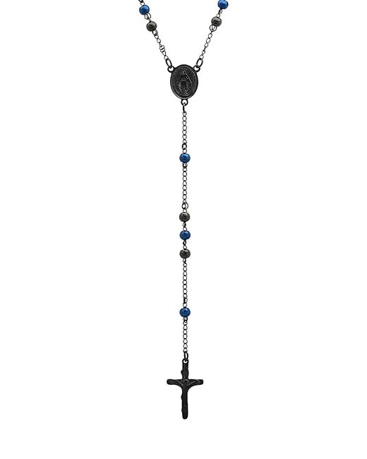 Anthony Jacobs Two-Tone Stainless Steel Rosary Pendant Necklace