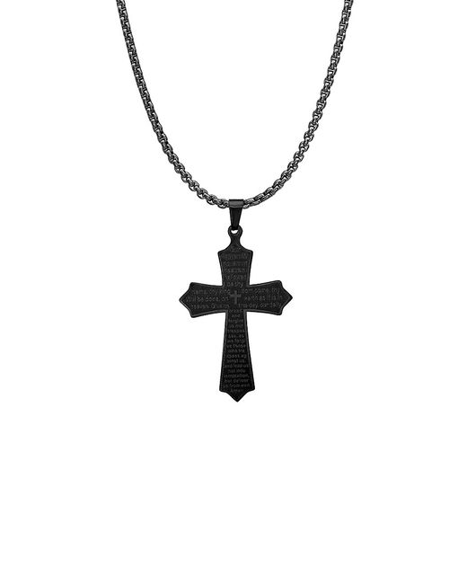 Anthony Jacobs Stainless Steel Our Father Cross Pendant Necklace