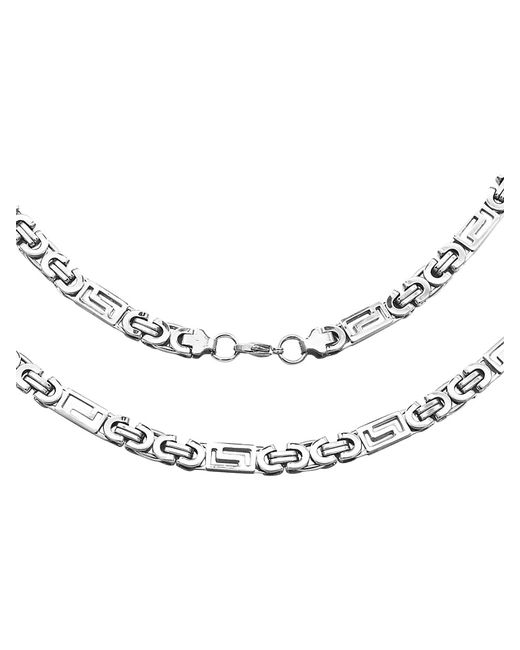 Anthony Jacobs Stainless Steel Byzantine Greek Key Link Necklace