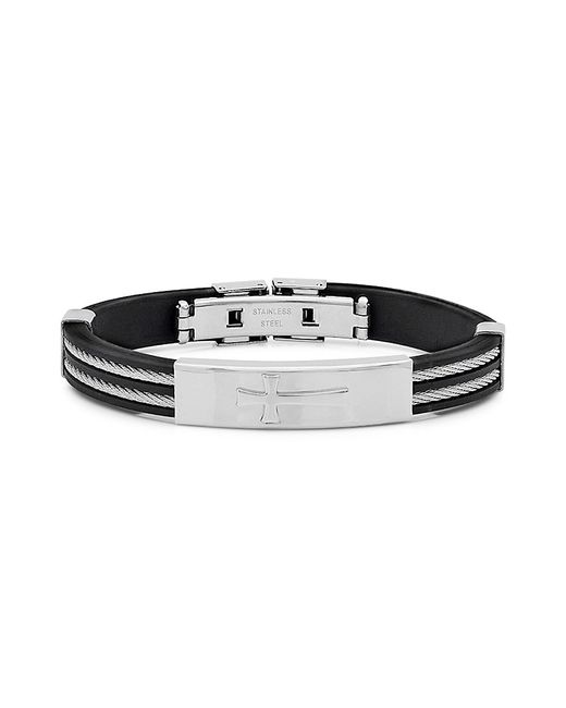 Anthony Jacobs Stainless Steel Cross Cable Wire Bracelet