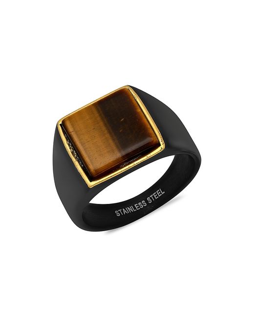 Anthony Jacobs Two-Tone 18K Goldplated Stainless Steel Square Ring