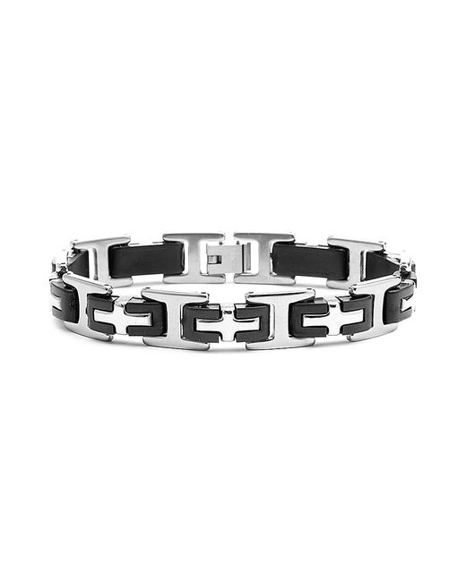 Anthony Jacobs Stainless Steel Rubber Link Bracelet