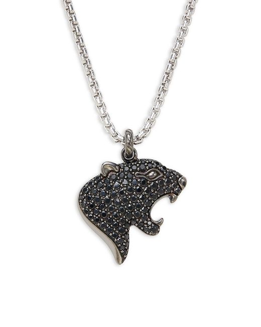 Effy Sterling Silver Rhodium-Plated Spinel Panther Pendant Necklace