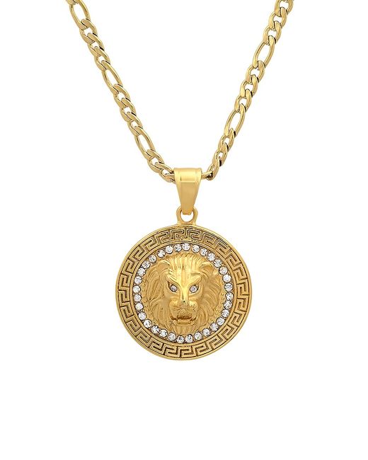 Anthony Jacobs 18K Goldplated Stainless Steel Simulated Diamond Lion Head Pendant Necklace