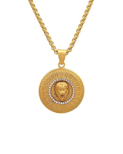 Anthony Jacobs 18K Goldplated Stainless Steel Simulated Diamond Regal Lion Head Pendant Necklace