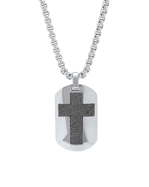 Anthony Jacobs Stainless Steel Cross Dog Tag Pendant