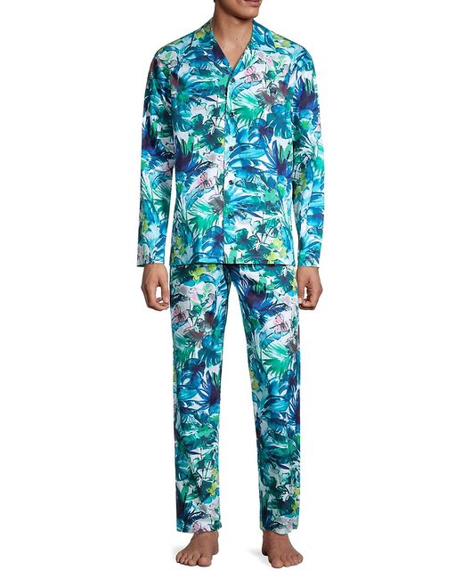 Hom 2-Piece Floral-Print Cotton Top Pants Pajama Set
