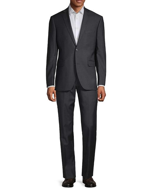 Saks Fifth Avenue Striped Trim-Fit Wool Suit