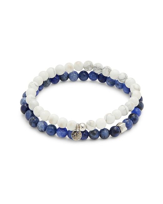 Tateossian 2-Piece Sterling White Blue Sodalite Beaded Bracelet Set