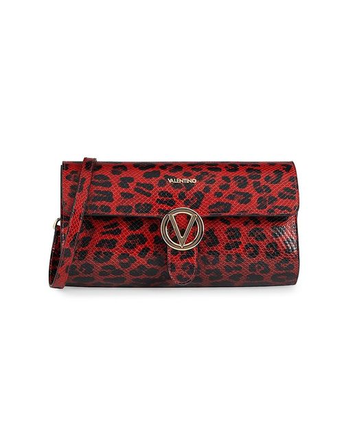 Valentino Bags by Mario Valentino Mabelle Animalier Leopard Leather Clutch Shoulder Bag