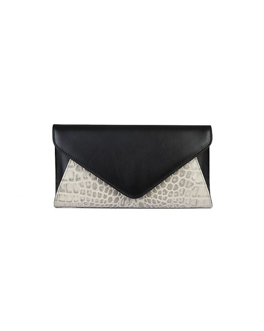 Saks Fifth Avenue Made in Italy Snakeskin-Embossed Leather Envelope Clutch