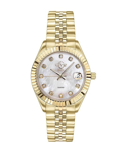 Gv2 Naples Goldtone Stainless Steel Diamond Bracelet Watch