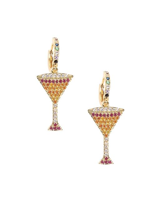 Eye Candy LA Luxe Martini 18K Goldplated Crystal Huggie Earrings