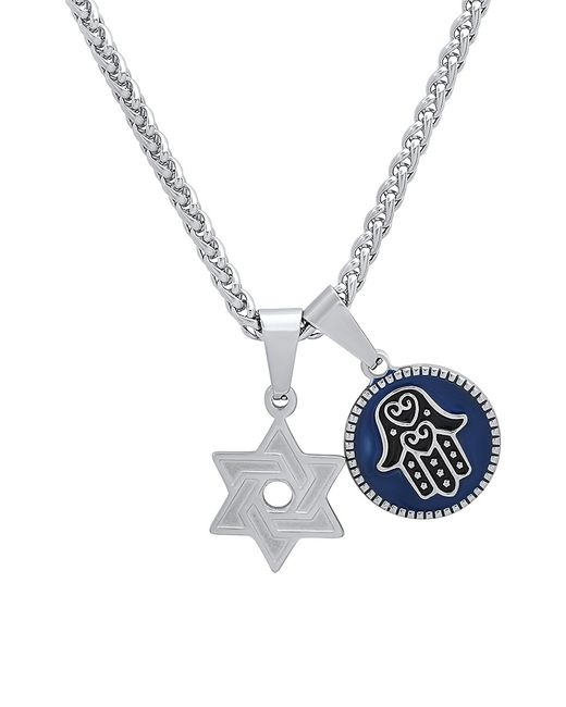 Anthony Jacobs Stainless Steel Star Of David Pendant Necklace