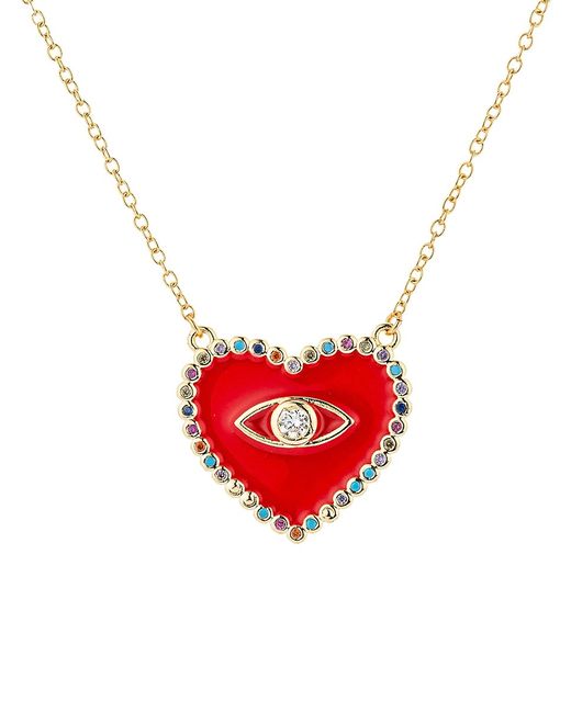 Eye Candy LA 18K Goldplated Sterling Cubic Zirconia Evil Eye Heart Pendant Necklace