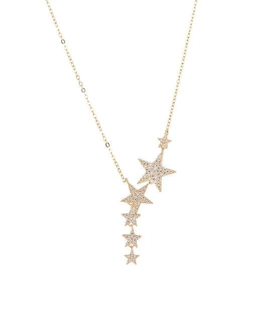 Eye Candy LA Luxe 14K Goldplated Sterling Goldtone Crystal Star Pendant Necklace