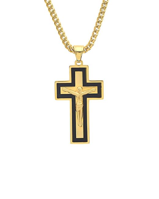 Anthony Jacobs Two-Tone Stainless Steel Crucifix Pendant Necklace