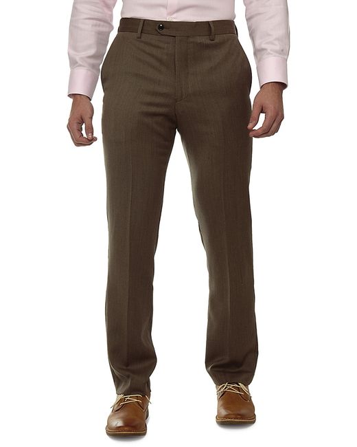 TailorByrd Flat-Front Wool Dress Pants