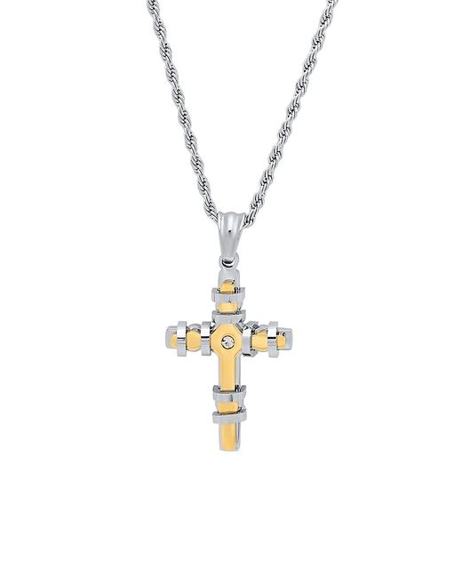 Anthony Jacobs 18K Goldplated Stainless Steel Simulated Diamond Cross Pendant Necklace