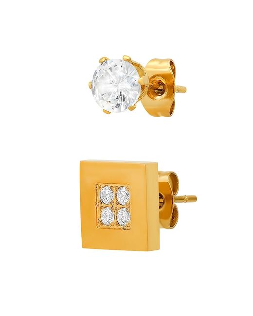 Anthony Jacobs 4-Piece 18K Goldplated Stainless Steel Simulated Diamonds Stud Earrings Set