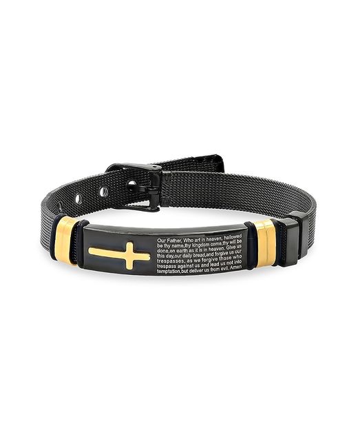 Anthony Jacobs Prayer Two-Tone Stainless Steel ID Mesh Bracelet