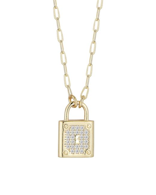 Chloe & Madison Padlock 14K Yellow Goldplated Sterling Crystal Pendant Necklace