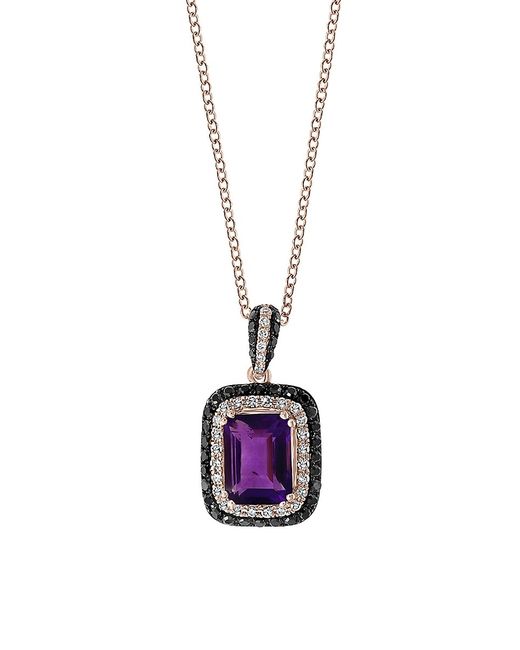 Effy 14K Rose Gold Amethyst Diamond Pendant Necklace
