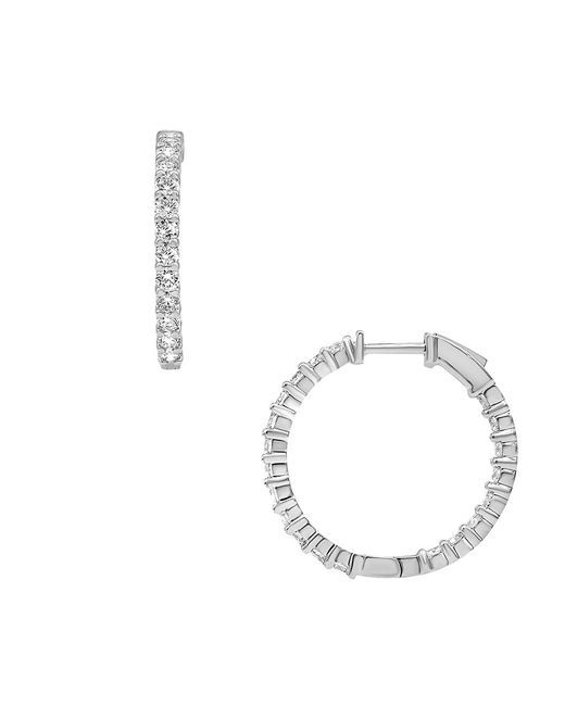 Badgley Mischka 14K Rhodium Plated 2 TCW Lab-Grown Diamond Hoop Earrings