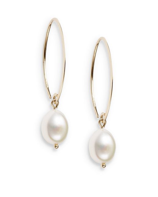 Saks Fifth Avenue 10MM White Oval Freshwater Pearl 14K Drop Earrings