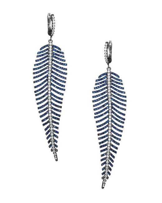 Eye Candy LA Luxe Rhodium-Plated Crystal Feather Drop Earrings